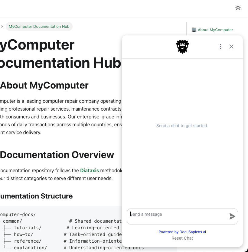 Docusapiens site example with AI chat open