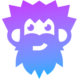 Docusapiens mascot, a bearded hominid face called the Troglodita
